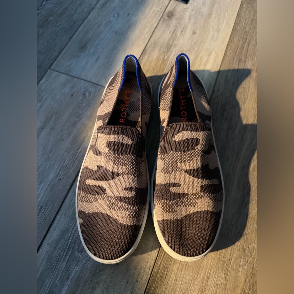 Rothy's Brown and Tan Camouflage Loafers